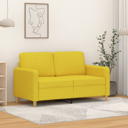 Sofa 2-osobowa, jasnożółta, 120 cm, tapicerowana tkaniną