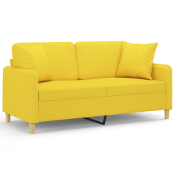 2-osobowa sofa z poduszkami, jasnożółta, 140 cm, tkanina