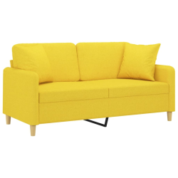 2-osobowa sofa z poduszkami, jasnożółta, 140 cm, tkanina