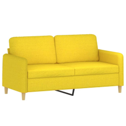 2-osobowa sofa z poduszkami, jasnożółta, 140 cm, tkanina