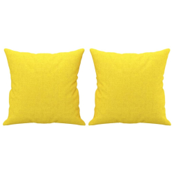 2-osobowa sofa z poduszkami, jasnożółta, 140 cm, tkanina