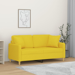 2-osobowa sofa z poduszkami, jasnożółta, 140 cm, tkanina