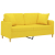 2-osobowa sofa z poduszkami, jasnożółta, 140 cm, tkanina