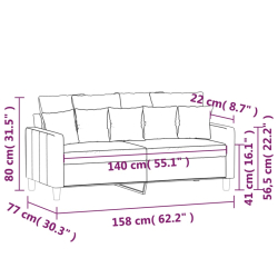 Sofa 2-osobowa, ciemnozielona, 140 cm, tapicerowana aksamitem