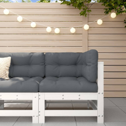 Ogrodowa sofa narożna, biała, lite drewno sosnowe