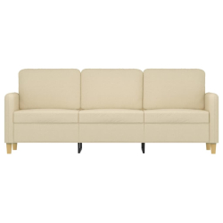 3-osobowa sofa, kremowa, 180 cm, tapicerowana tkaniną