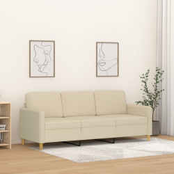 3-osobowa sofa, kremowa, 180 cm, tapicerowana tkaniną