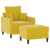 Fotel z podnóżkiem, żółty, 60 cm, aksamit