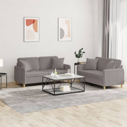 2-cz. komplet wypoczynkowy z poduszkami, taupe, tkanina