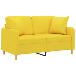 2-osobowa sofa z poduszkami, jasnożółta, 120 cm, tkanina
