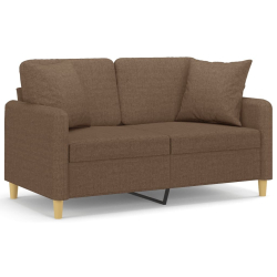 2-osobowa sofa z poduszkami, brązowa, 120 cm, tkanina