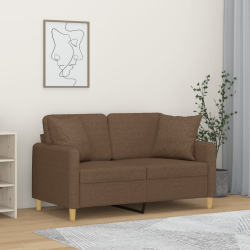 2-osobowa sofa z poduszkami, brązowa, 120 cm, tkanina