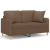 2-osobowa sofa z poduszkami, brązowa, 120 cm, tkanina