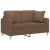 2-osobowa sofa z poduszkami, brązowa, 120 cm, tkanina