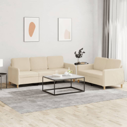 2-częściowy komplet wypoczynkowy, obity tkaniną, kremowa