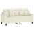 Sofa 2-osobowa, kremowy, 140 cm, tapicerowana aksamitem