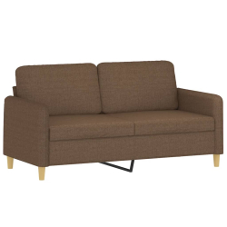 Sofa 2-osobowa, brązowa, 140 cm, tapicerowana tkaniną