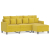 3-osobowa sofa z podnóżkiem, żółta, 180 cm, aksamit