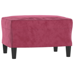 3-osobowa sofa z podnóżkiem winna czerwień 180 cm, aksamit