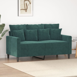 Sofa 2-osobowa, ciemnozielona, 120 cm, tapicerowana aksamitem