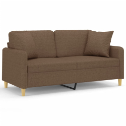 2-osobowa sofa z poduszkami, brązowa, 140 cm, tkanina