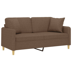 2-osobowa sofa z poduszkami, brązowa, 140 cm, tkanina