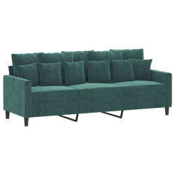3-osobowa sofa z podnóżkiem, ciemnozielony, 180 cm, aksamit