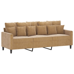 3-osobowa sofa z podnóżkiem, brązowy, 180 cm, aksamit