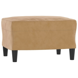 3-osobowa sofa z podnóżkiem, brązowy, 180 cm, aksamit