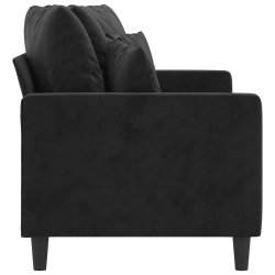 Sofa 2-osobowa, czarna, 140 cm, tapicerowana aksamitem