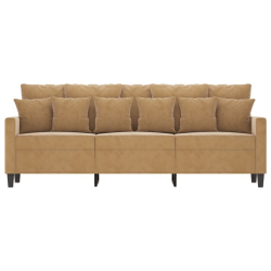 Sofa 3-osobowa, brązowa, 180 cm, tapicerowana aksamitem