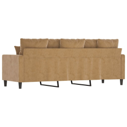 Sofa 3-osobowa, brązowa, 180 cm, tapicerowana aksamitem