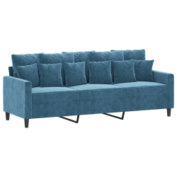 Sofa 3-osobowa, niebieski, 180 cm, tapicerowana aksamitem