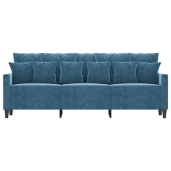 Sofa 3-osobowa, niebieski, 180 cm, tapicerowana aksamitem