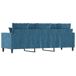 Sofa 3-osobowa, niebieski, 180 cm, tapicerowana aksamitem