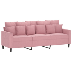 Sofa 3-osobowa, różowa, 180 cm, obita aksamitem