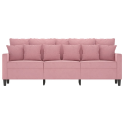 Sofa 3-osobowa, różowa, 180 cm, obita aksamitem
