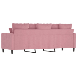 Sofa 3-osobowa, różowa, 180 cm, obita aksamitem