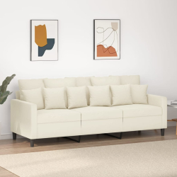 Sofa 3-osobowa, kremowy, 180 cm, tapicerowana aksamitem