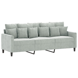 3-osobowa sofa z podnóżkiem, jasnoszara, 180 cm, aksamit