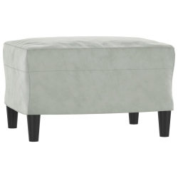 3-osobowa sofa z podnóżkiem, jasnoszara, 180 cm, aksamit