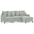 3-osobowa sofa z podnóżkiem, jasnoszara, 180 cm, aksamit