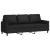 3-osobowa sofa z podnóżkiem, czarna, 180 cm, aksamit