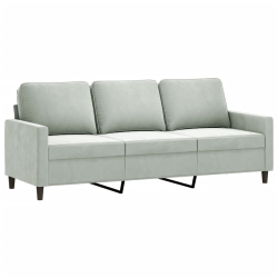 3-osobowa sofa z podnóżkiem, jasnoszara, 180 cm, aksamit