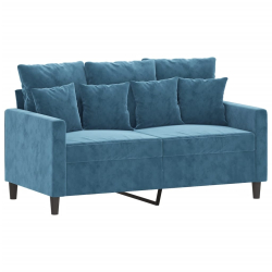 Sofa 2-osobowa, niebieski, 120 cm, tapicerowana aksamitem