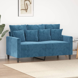 Sofa 2-osobowa, niebieski, 120 cm, tapicerowana aksamitem