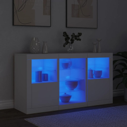 Szafka z oświetleniem LED, biała, 123x37x67 cm