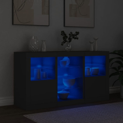 Szafka z oświetleniem LED, czarna, 123x37x67 cm