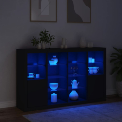 Szafki z oświetleniem LED, 3 szt., czarne
