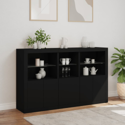 Szafka z oświetleniem LED, czarna, 162x37x100 cm